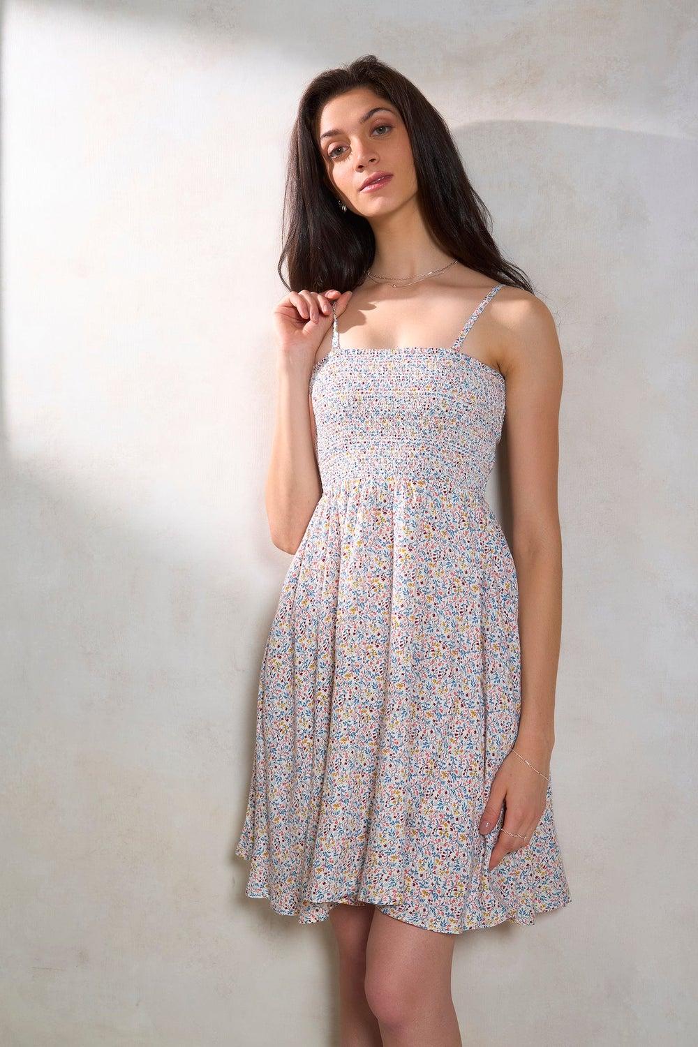 Virgio Arwa Floral Smocked Fit & Flare Mini Dress 62044300 - Image 1