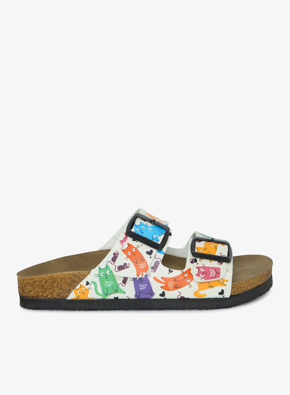 Colored Cats Sandals – Playful Premium Slip-On Slides - Image 1