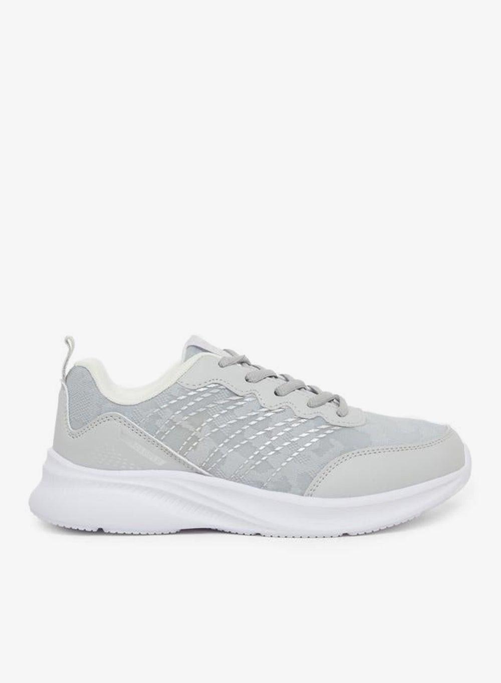 Grey Panelled Lace-Up Low Top Sneakers - Image 1