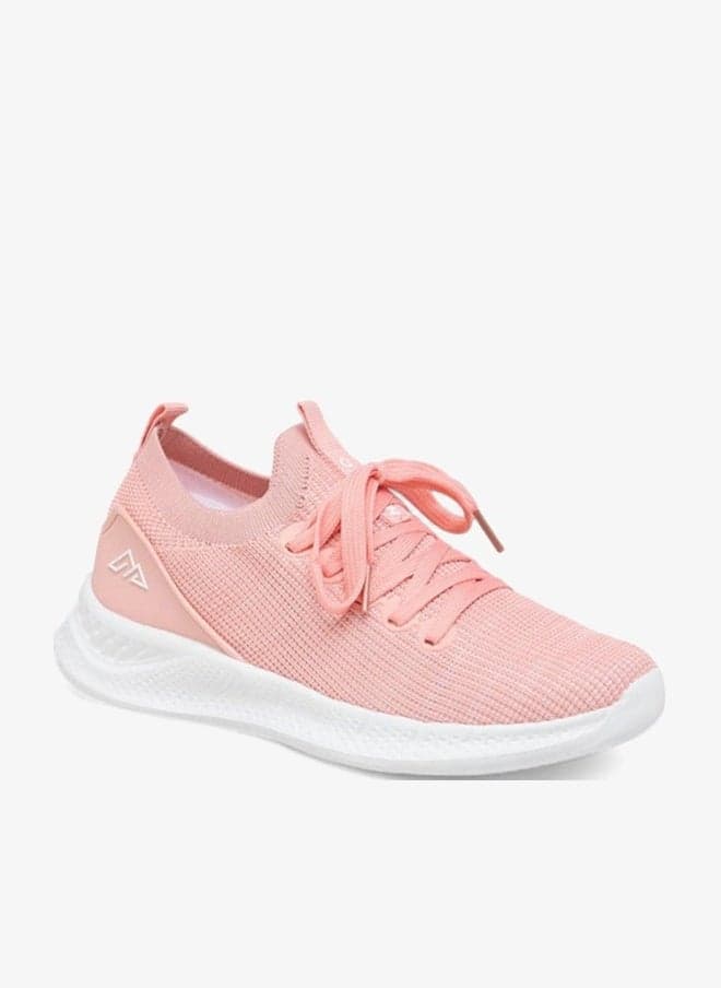 Pink Textured Lace-Up Sneakers 41Qx5 10997W - Image 1