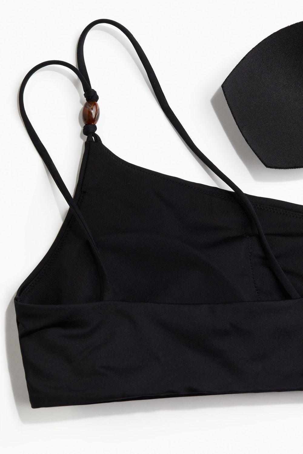 Black One-Shoulder Padded Bikini Top - Image 1