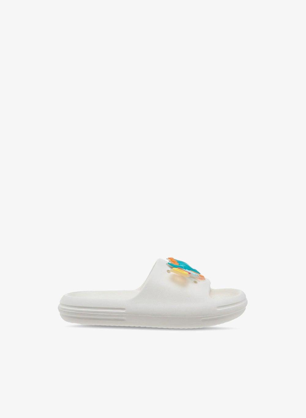 Alligator Accent Kids Slip-On Slides 373302D White - Image 1