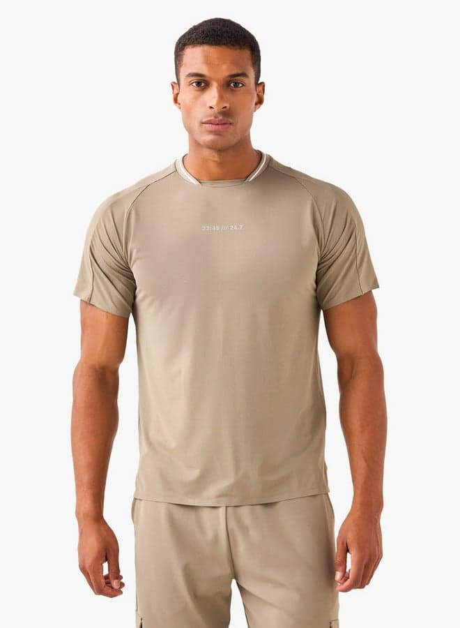 Men’s Beige Textured Sports T-Shirt - Image 1