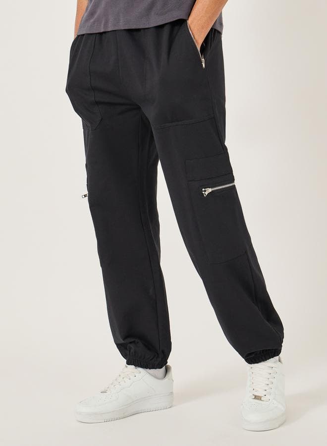 Styli Mid Rise Scuba Cargo Joggers 7011829701 Black - Image 1