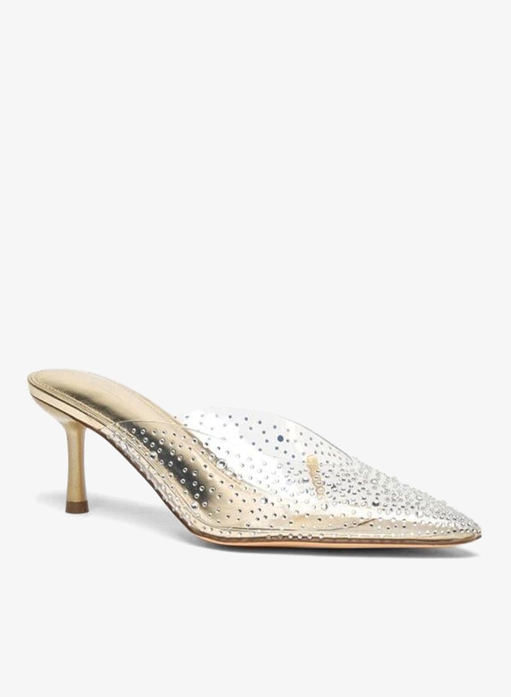 Gold 23H1157 Embellished Slip-On Stiletto Mules - Image 1