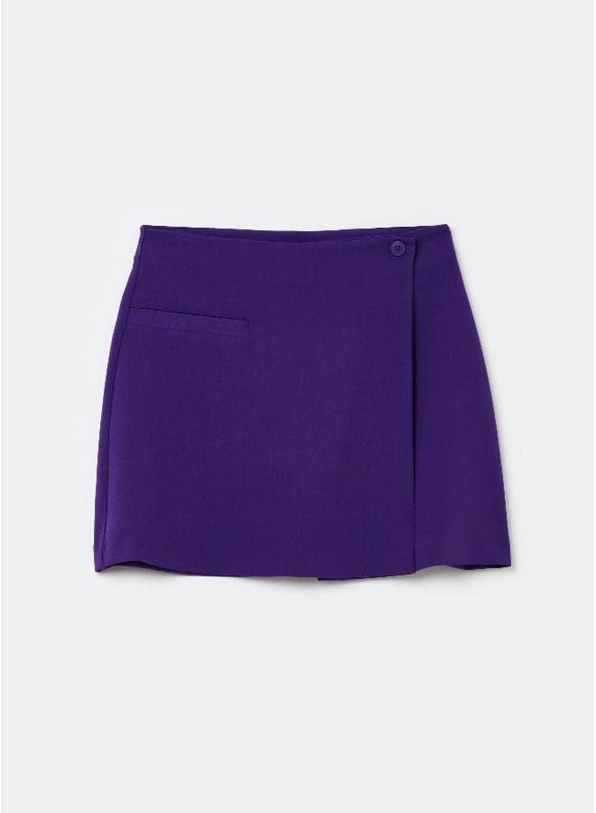 Asymmetric Wrap Midi Skirt in Vibrant Purple - Image 1