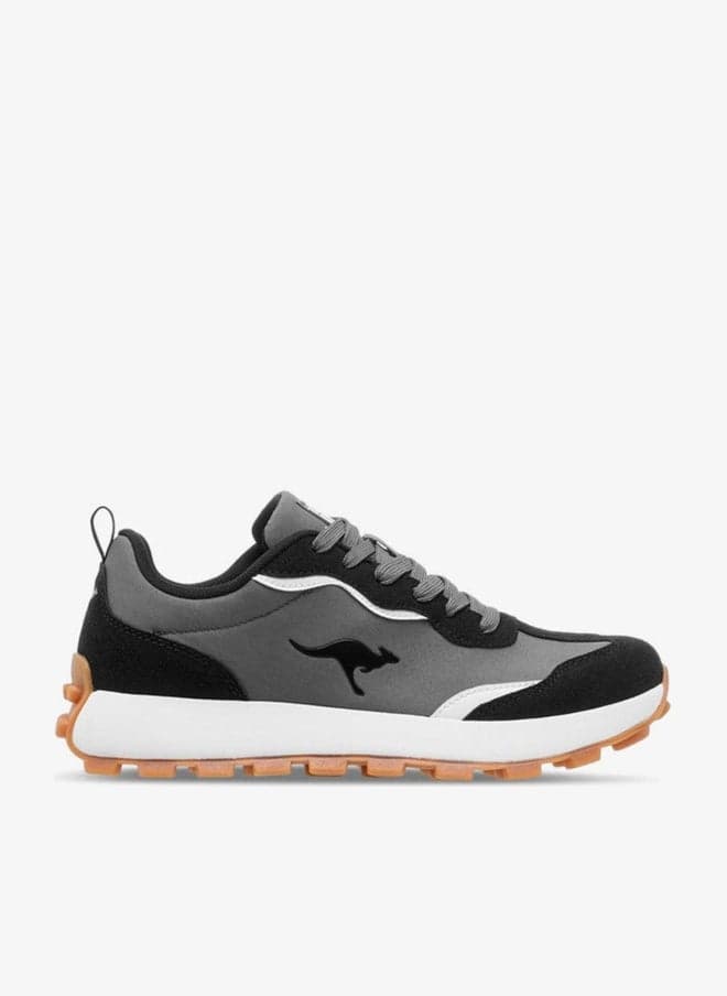 Panelled Lace-Up Black Women’s Sports Sneakers Sho24Ah009Wb - Image 1