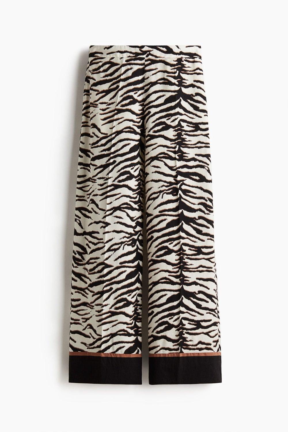 Zebra Print High-Waist Wide-Leg Trousers - Image 1