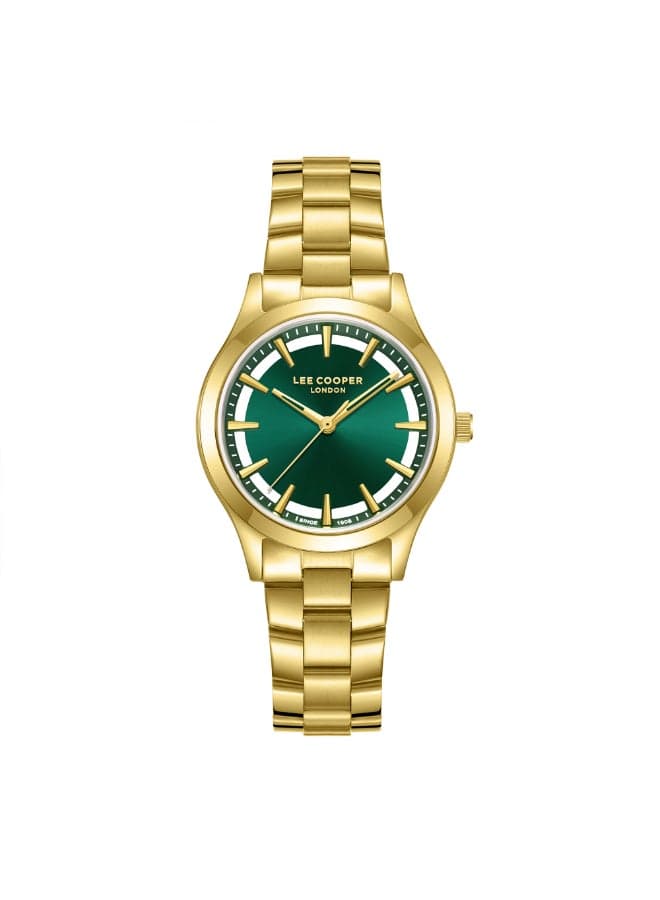Gold Metal Analog Watch LC08147.170 33mm Green Dial - Image 1