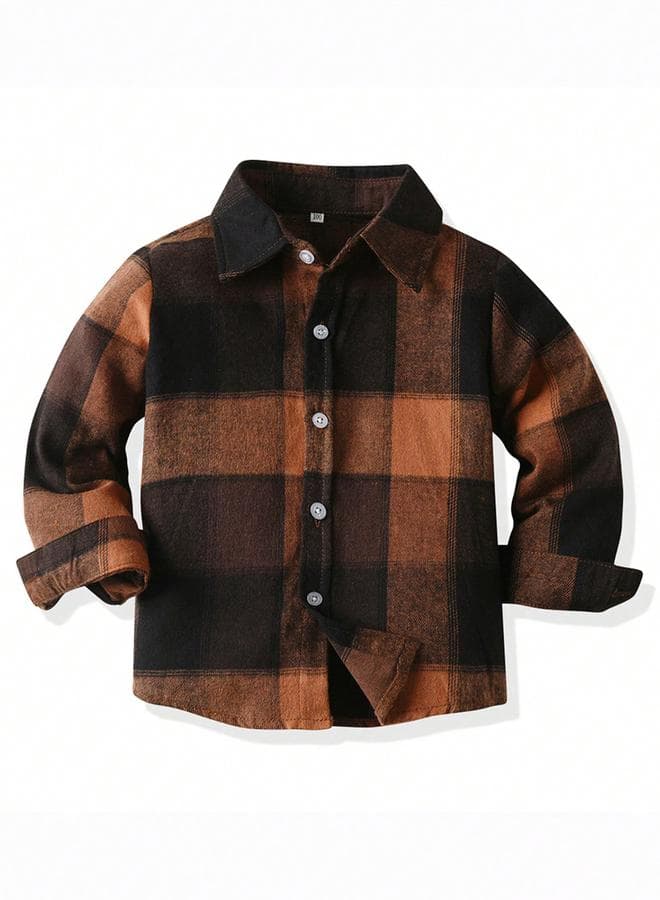 Take Two Boys Brown Checked Classic Fit Shirt - Image 1