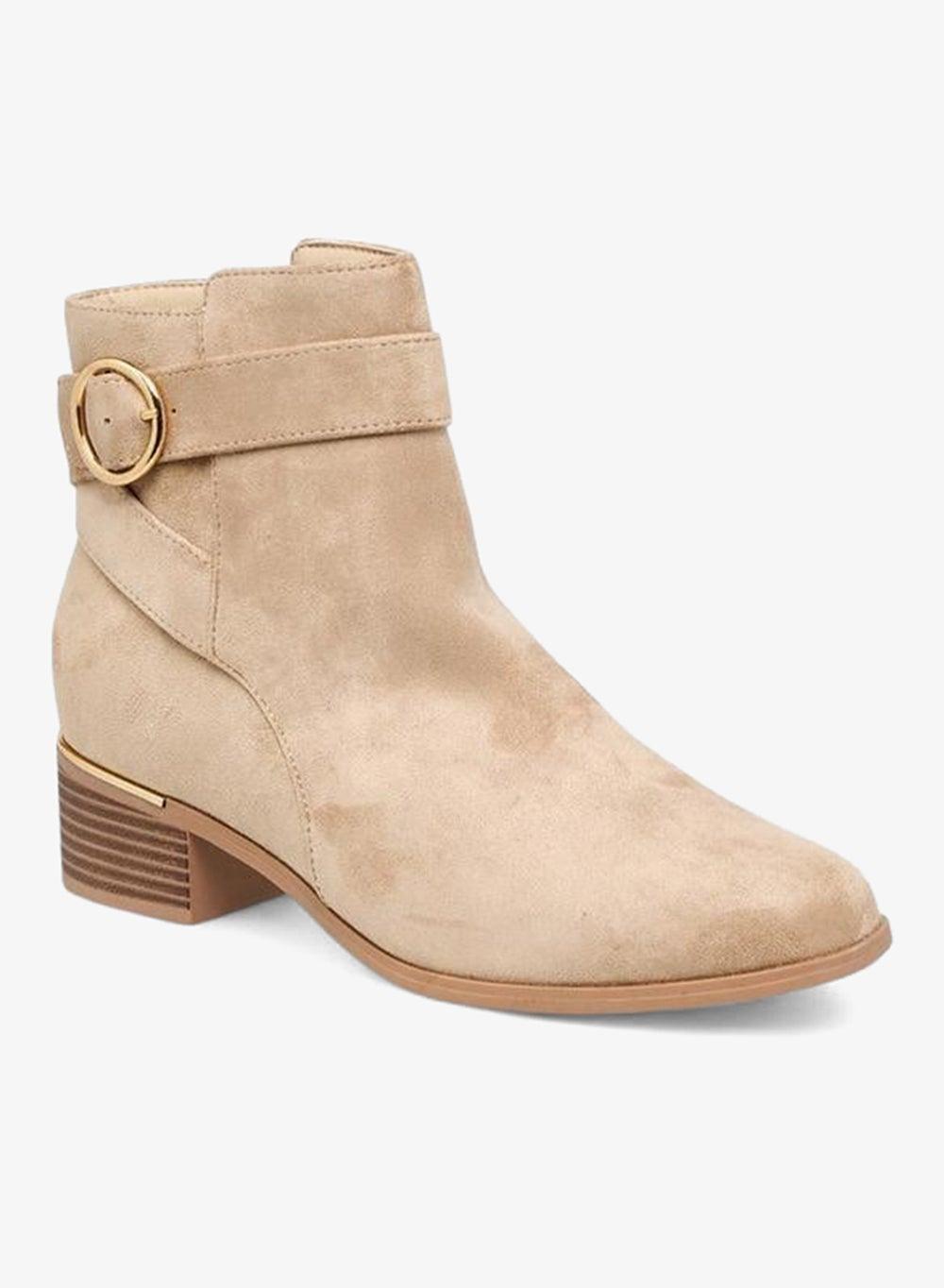 Beige Suede Ankle Boots L15299 Zip Closure - Image 1