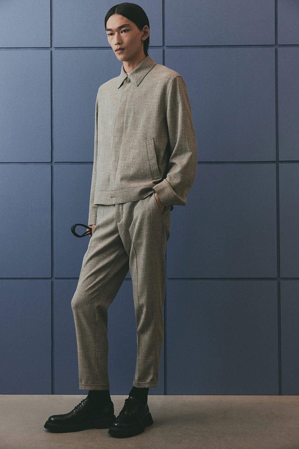 Light Grey Tailored Twill Trousers Regular Fit - Image 1