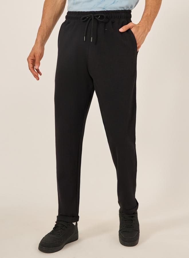 Styli Slim Fit Pique Knit Pants 7006653408 Black - Image 1