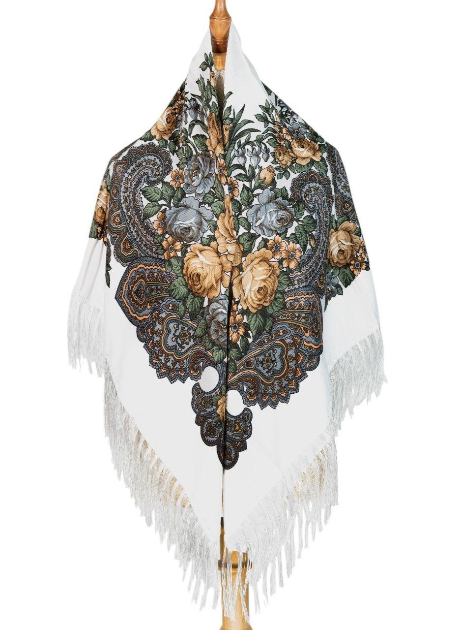 Alevtina Cotton Tassel Shawl – Eastern European Elegance - Image 1
