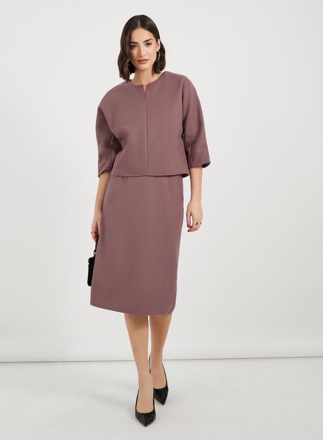 Styli Solid Midi Skirt Zip Closure Pink 7009691728 - Image 1