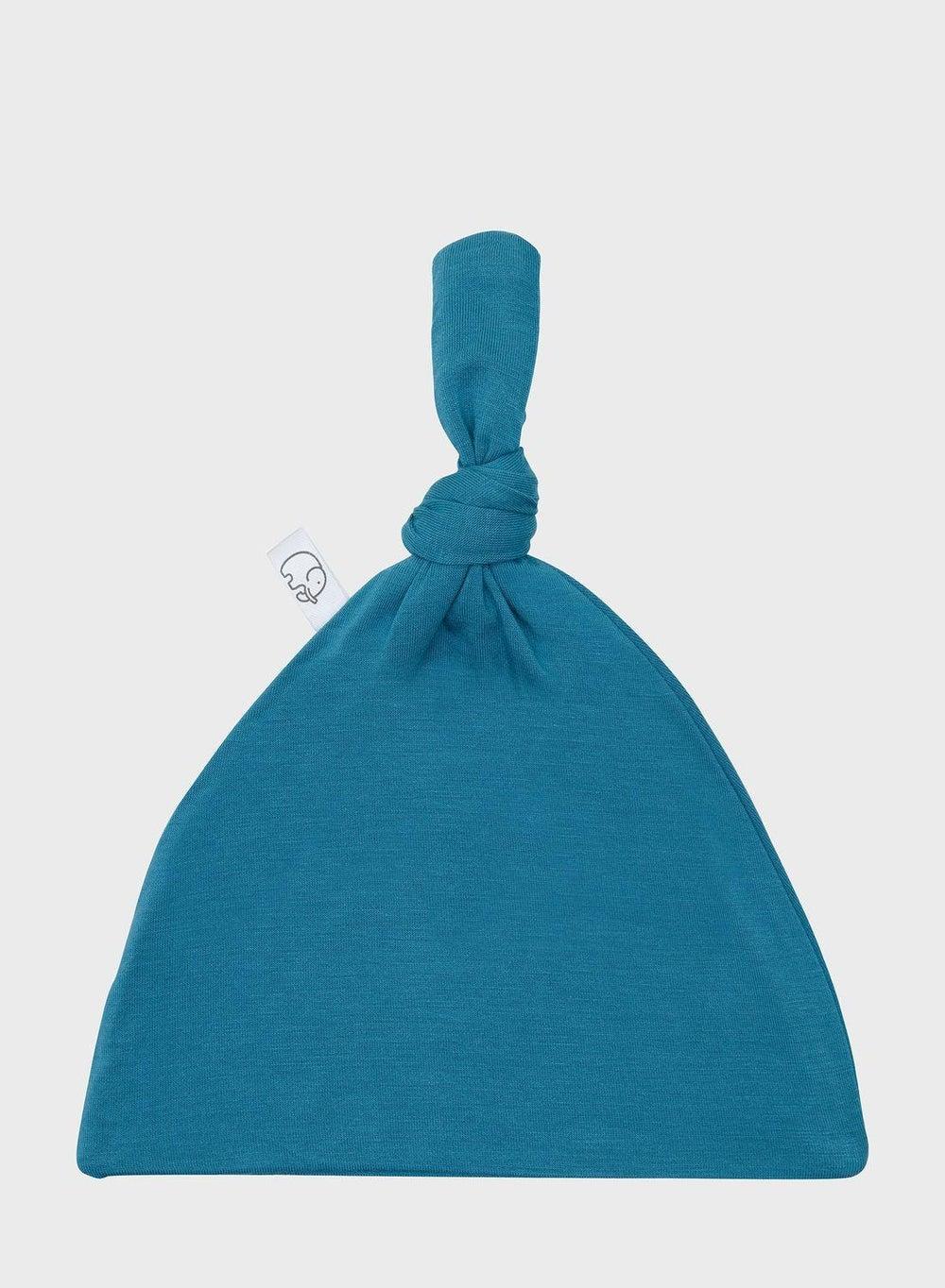 Azure Blue Organic Bamboo Knotted Beanie Preemie–3M - Image 1