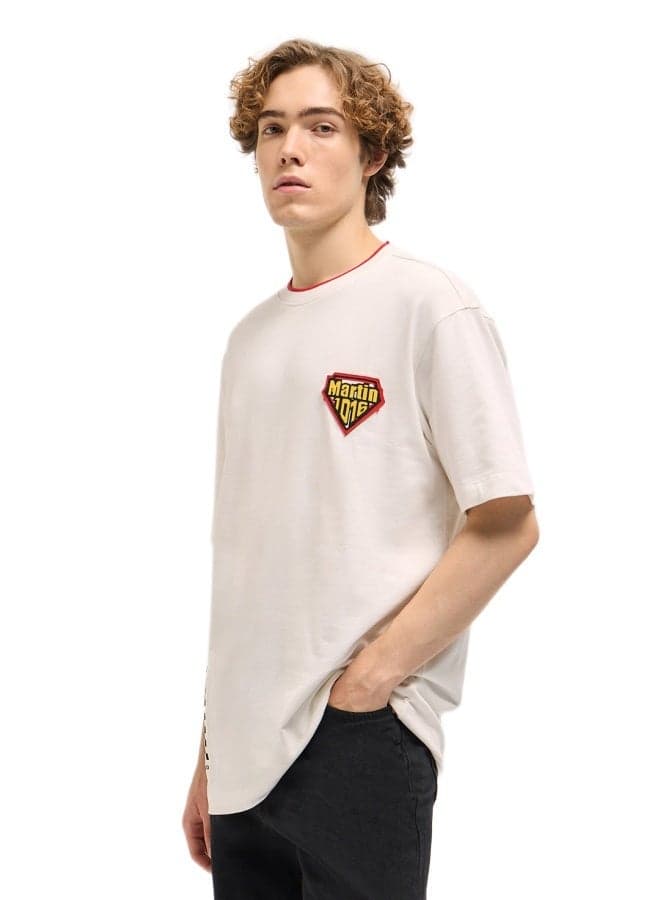 Men’s White Oversized Graphic Crew Neck T-Shirt - Image 1