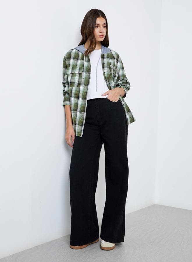 Green Checkered Hooded Jacket Classic Women’s Coat - Image 1