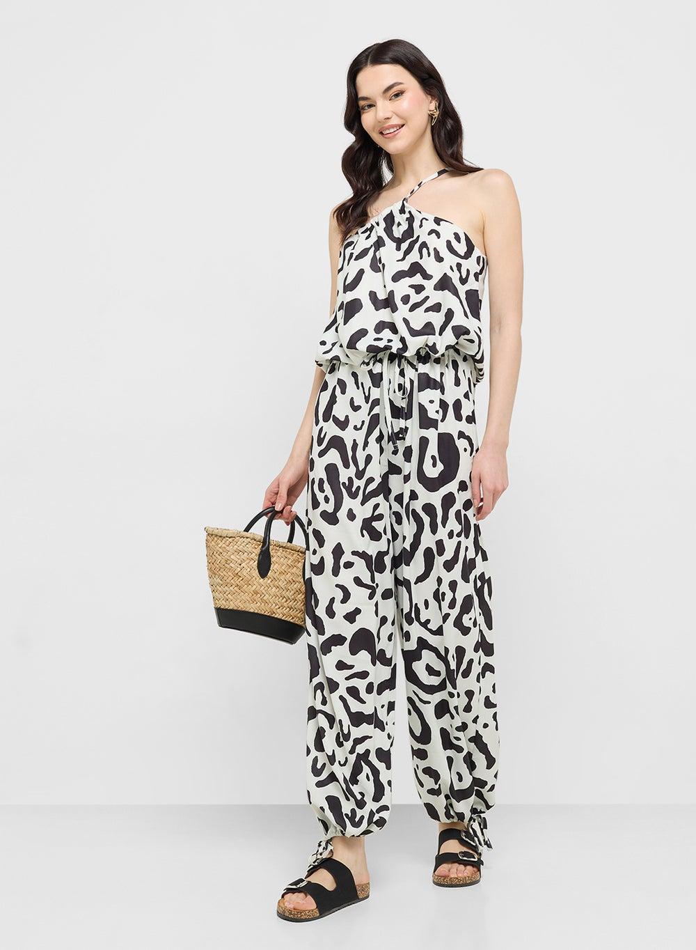 One Shoulder Animal Print Coord Set 106 107 - Image 1