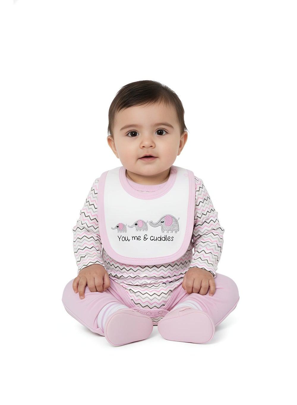 Bambimici Little Elephant Baby Pink Bodysuit & Pyjama Set - Image 1
