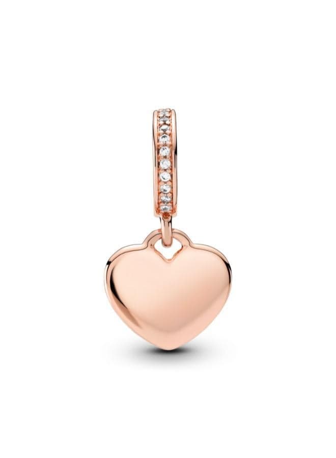 Engravable Heart Tag Dangle Charm in Rose Gold - Image 1
