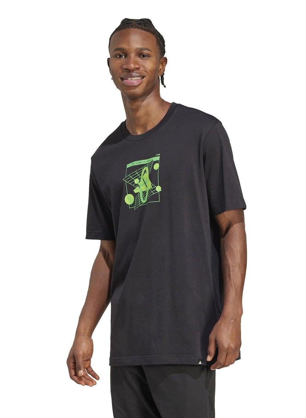 Adidas Retro Futurism Black Graphic T-Shirt - Image 1