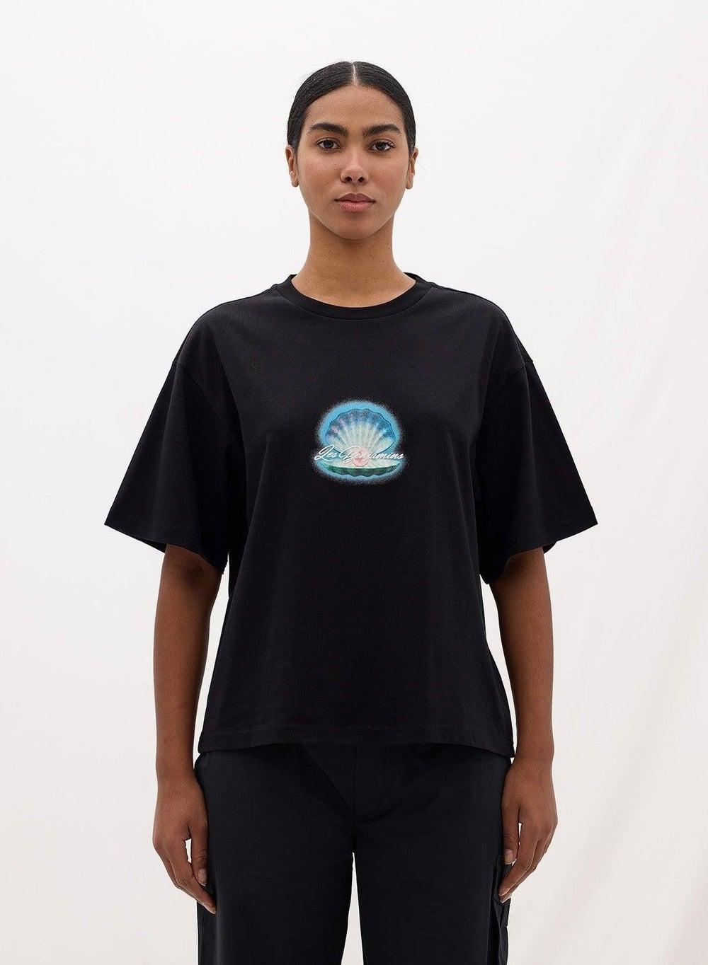 Boxy Tee 015 Black Graphic Cotton T-Shirt - Image 1
