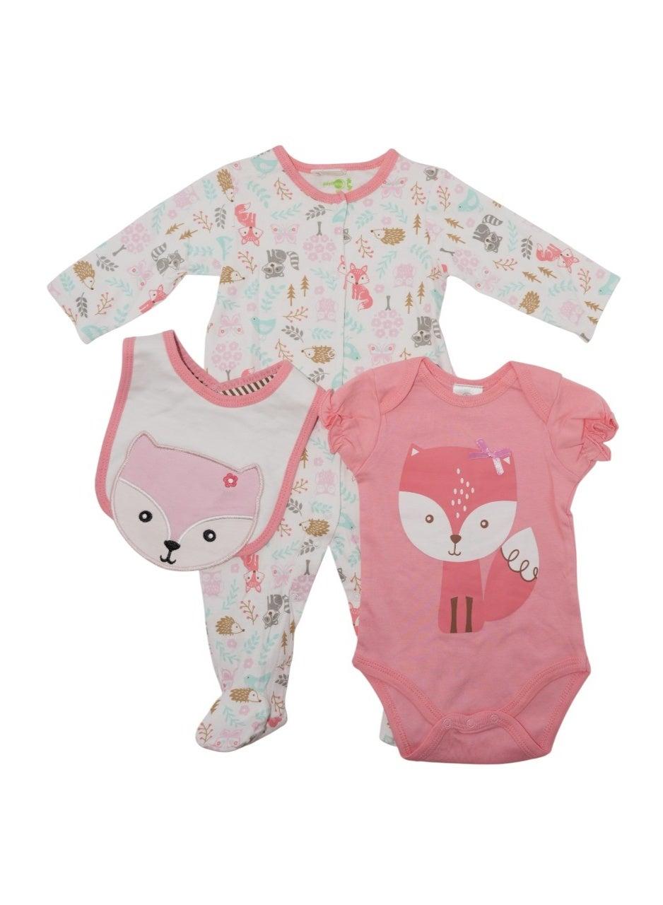 Bambimici Fox Print 2-Piece Baby Bodysuit & Bib Set - Image 1