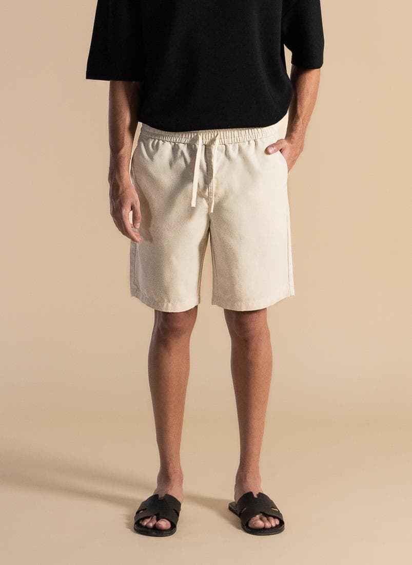Linen Blend Comfort Shorts – Light Beige - Image 1