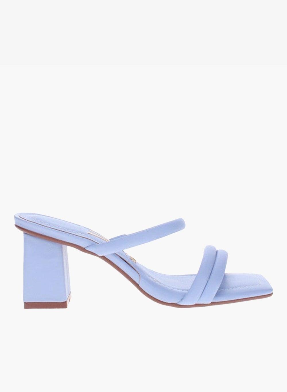 Blue Mid Heel Slingback Sandals with Ankle Strap - Image 1