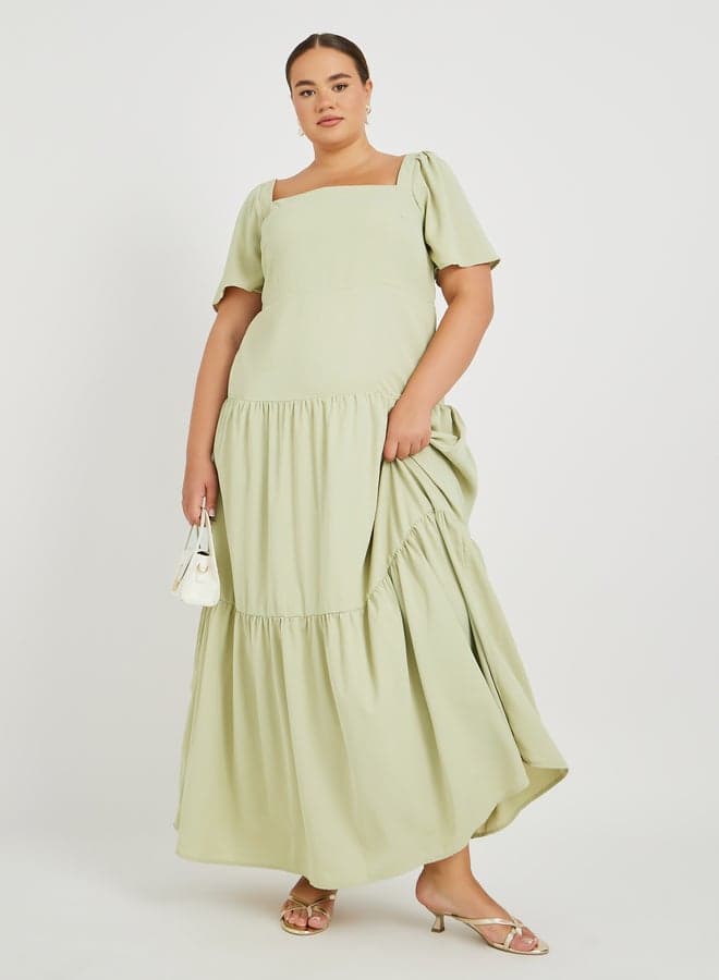 Light Green Tiered Maxi Dress 7013139106Green - Image 1