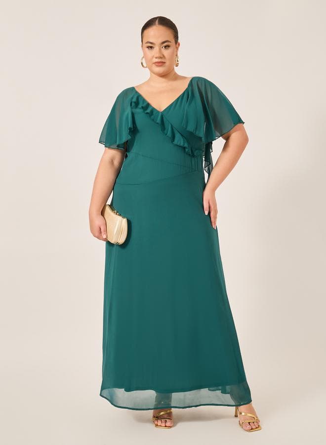 Teal Ruffled Chiffon Maxi Dress 7011709934 - Image 1