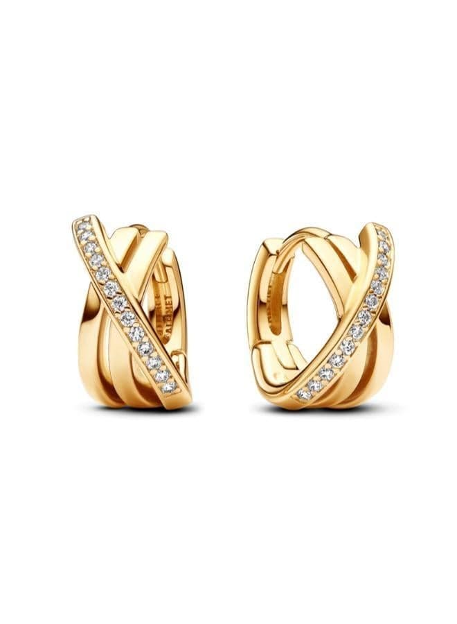 Crossover Pavé Hoop Earrings in Clear CZ - Image 1