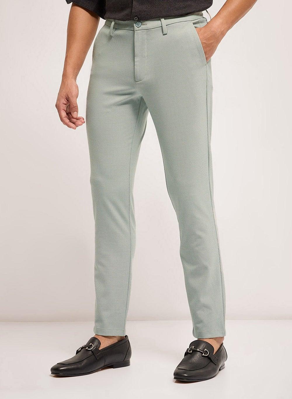 Men’s Slim Fit Formal Trousers Light Green Classic - Image 1