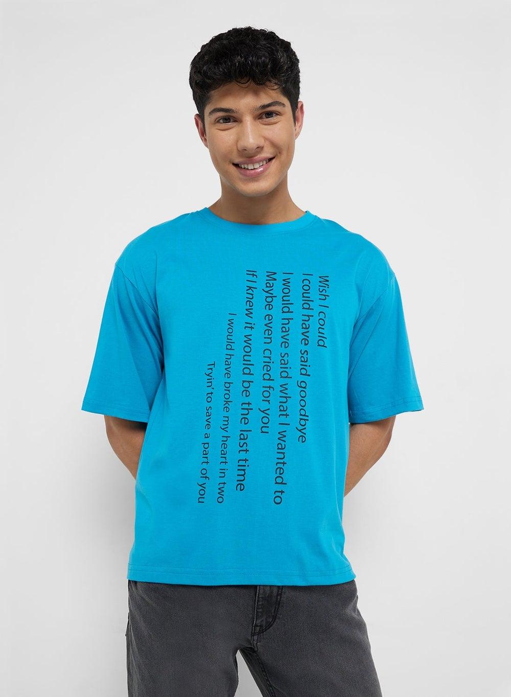 Zop Ot 3254 Oversized Blue Graphic Tee - Image 1