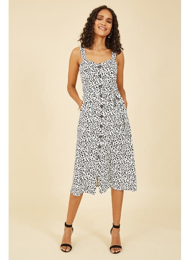 Leopard Print Button-Front Midi Dress - Image 1
