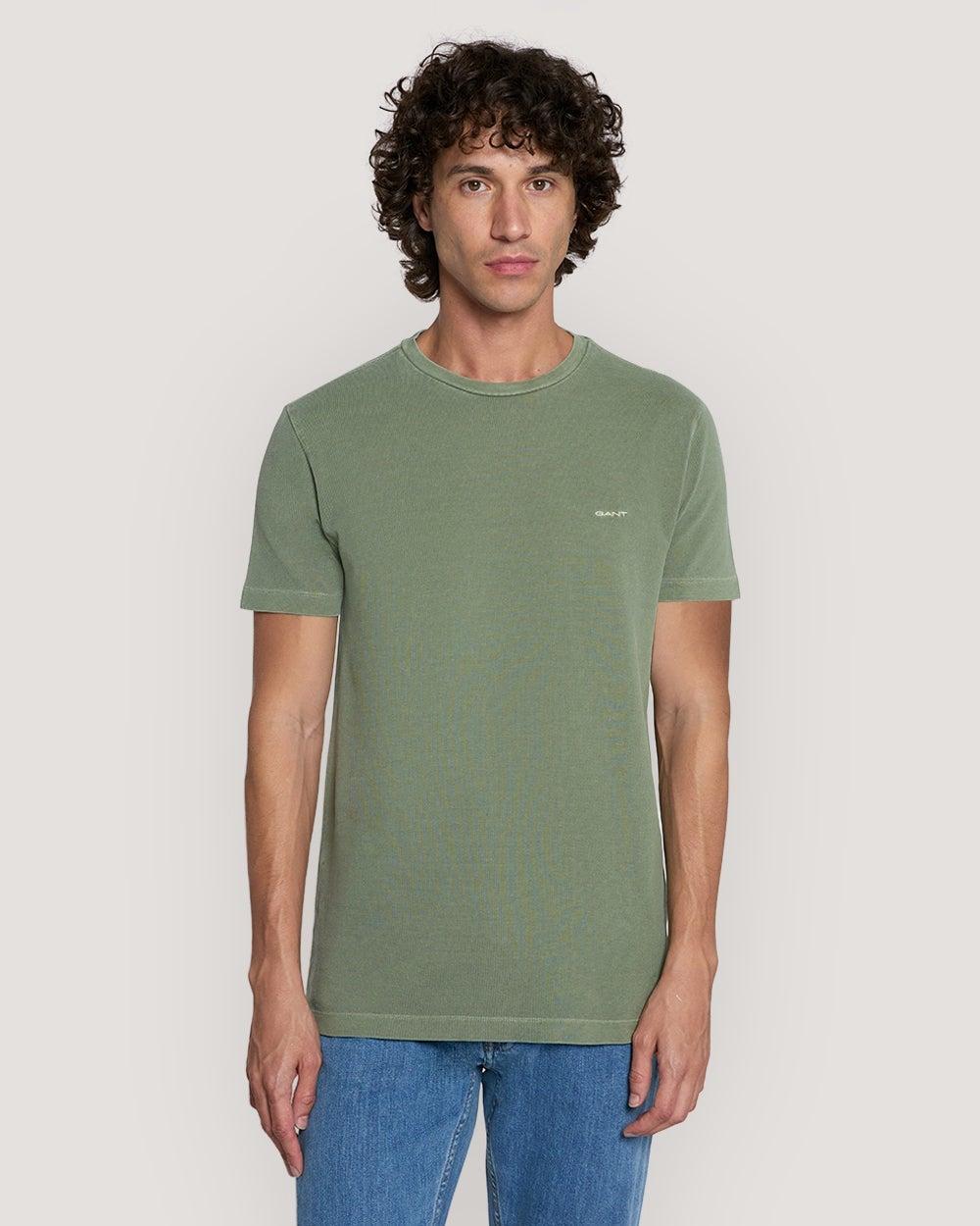 GANT Slim Sunfaded Piqué Cotton T-Shirt Green - Image 1