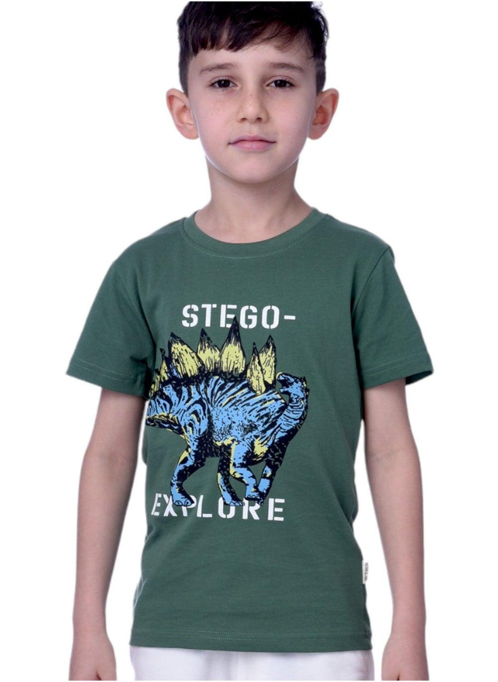 Boys Green Cotton T-Shirt 2–8Y Classic Comfort - Image 1