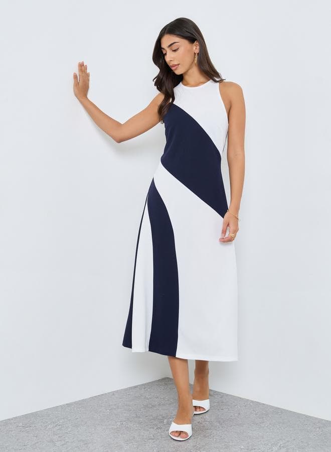 Take Two Color Block A-Line Midi Dress - Image 1