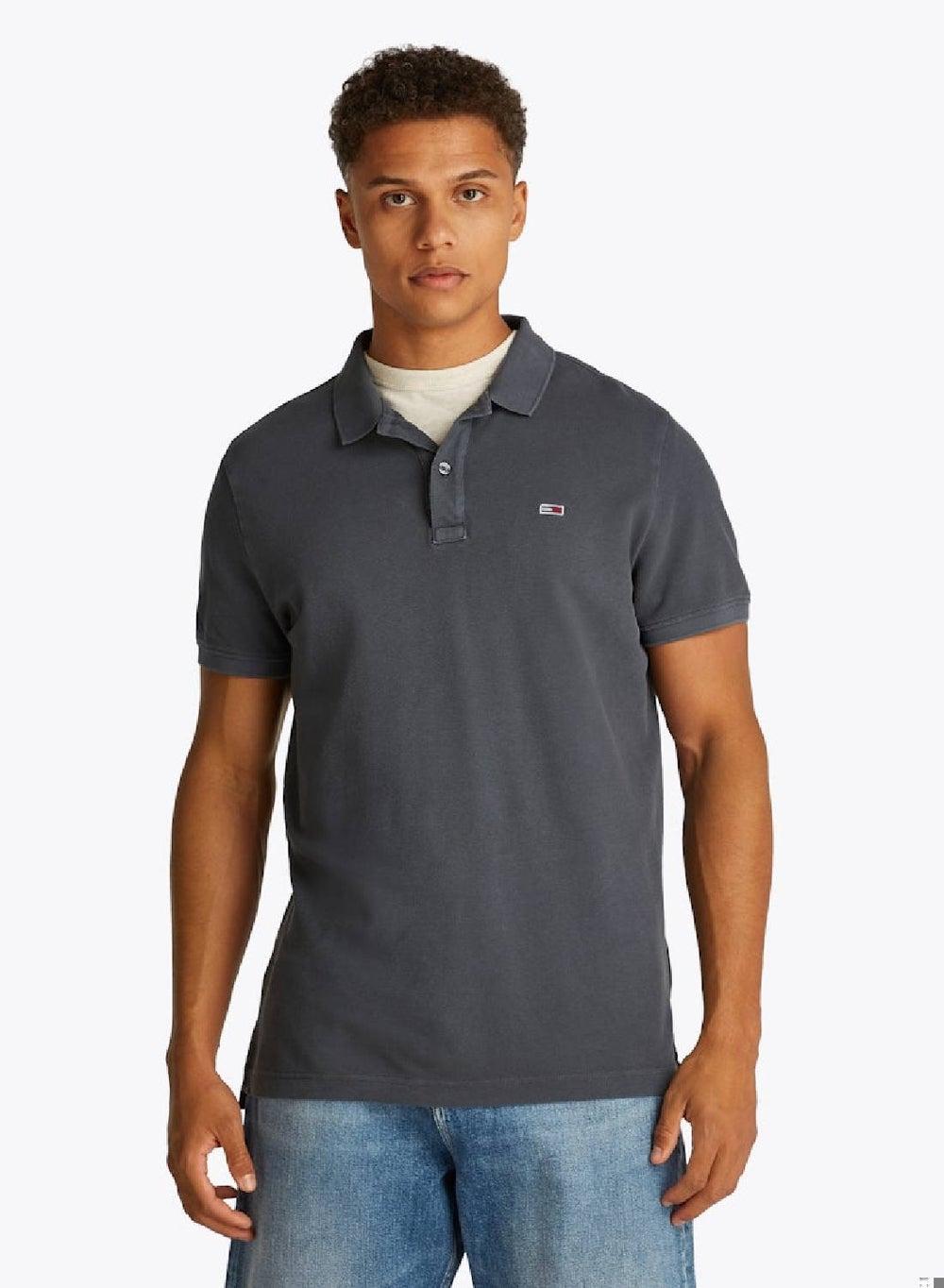 Slim Essential Cotton Polo – Washed Black - Image 1