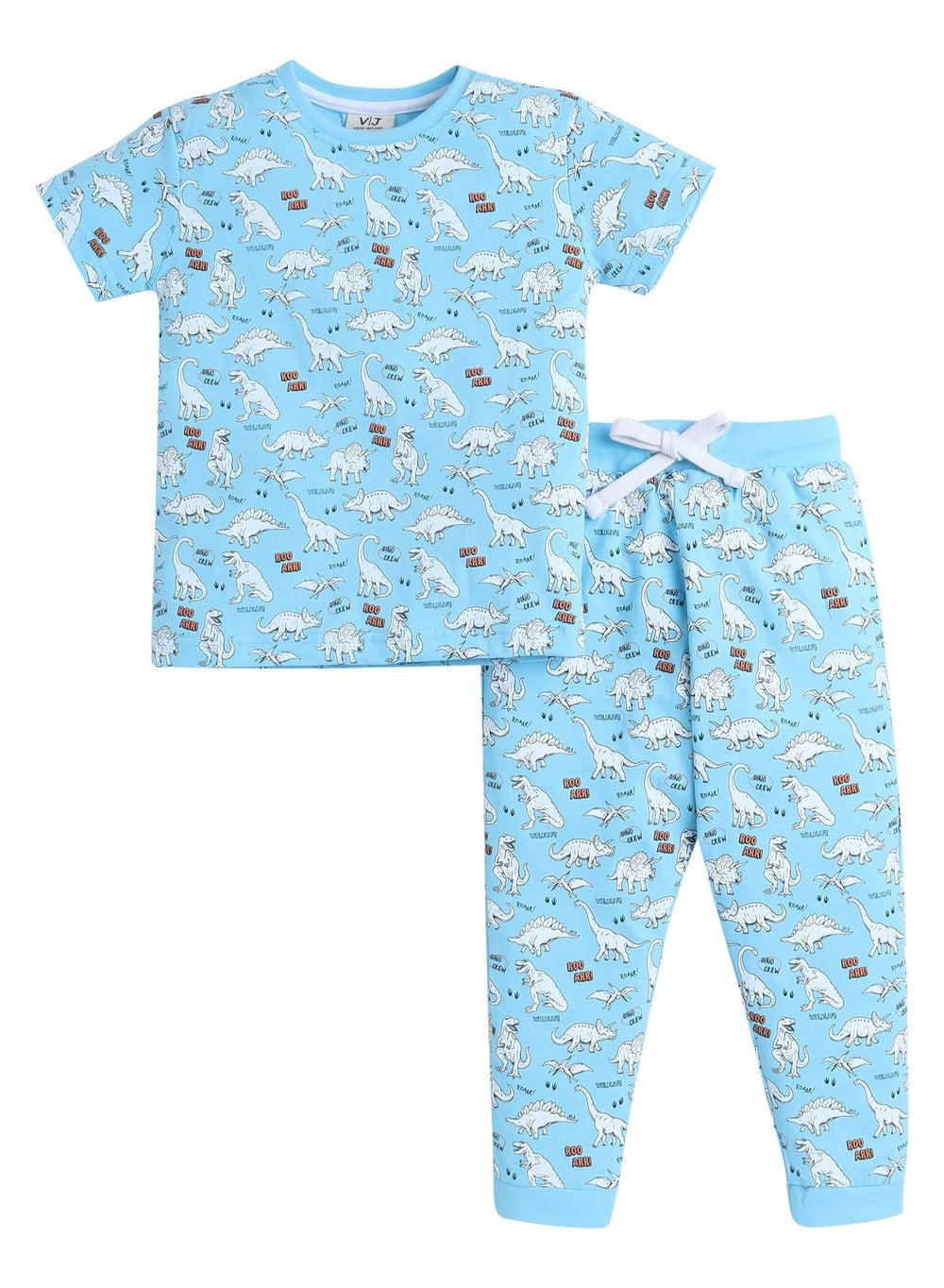 Victor & Jane Printed Cotton Pyjama Set Blue - Image 1