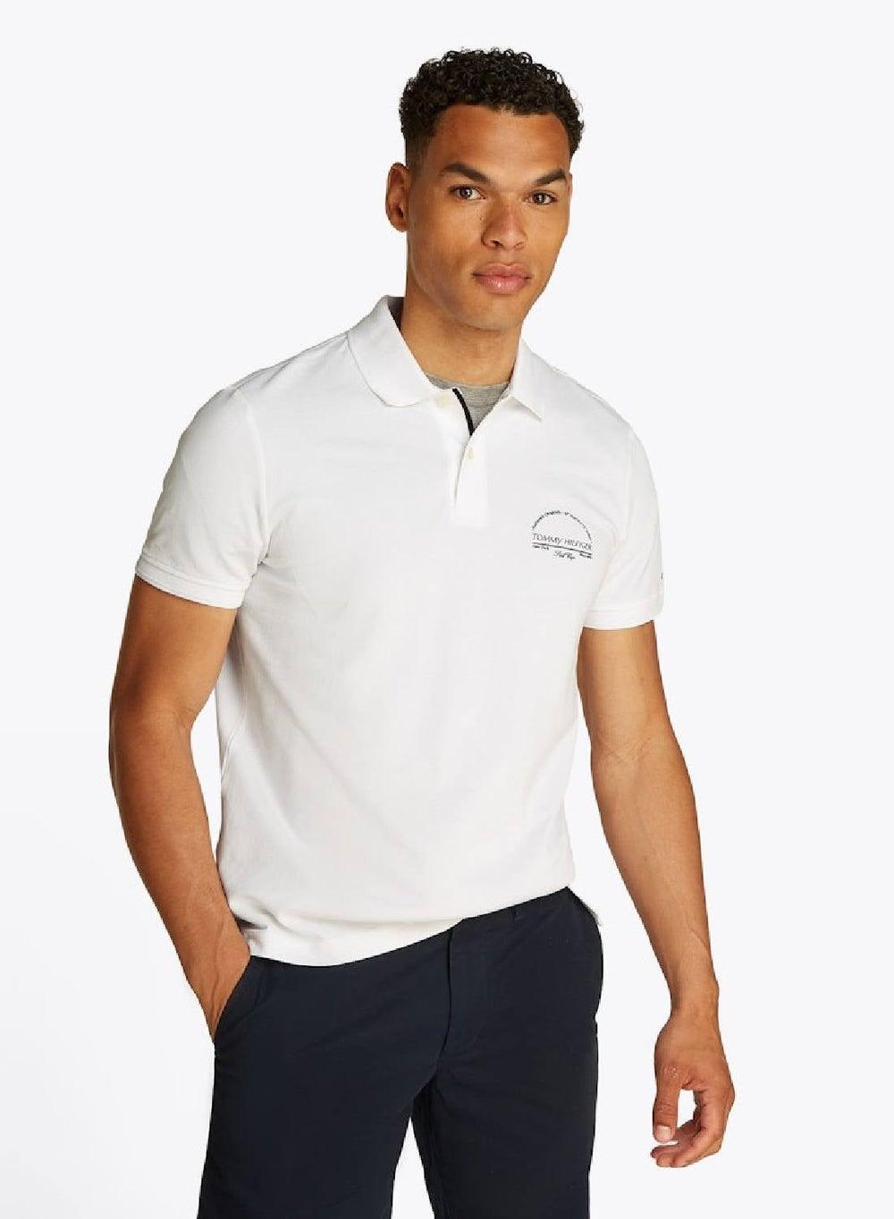 Men's White Regular Fit Arch Logo Polo Shirt - Image 1