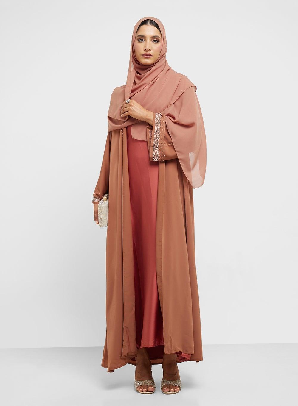 Embroidered V-Neck Flared Sleeve Abaya Ss25Ab044 - Image 1