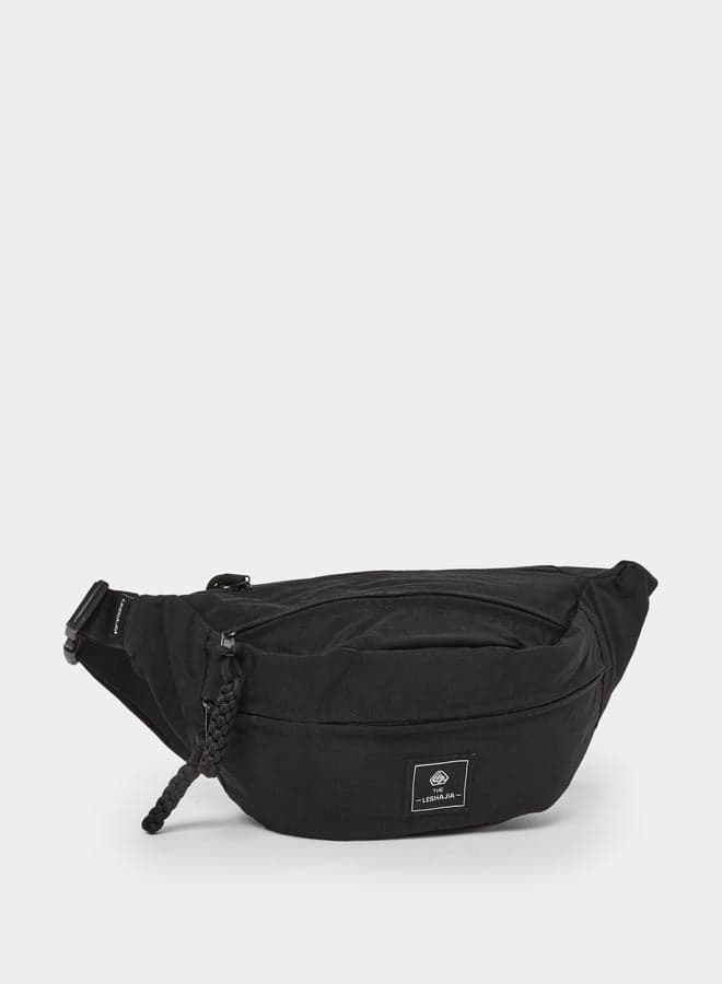 Men’s Black Nylon Crossbody Bag with Zip Pocket - Image 1
