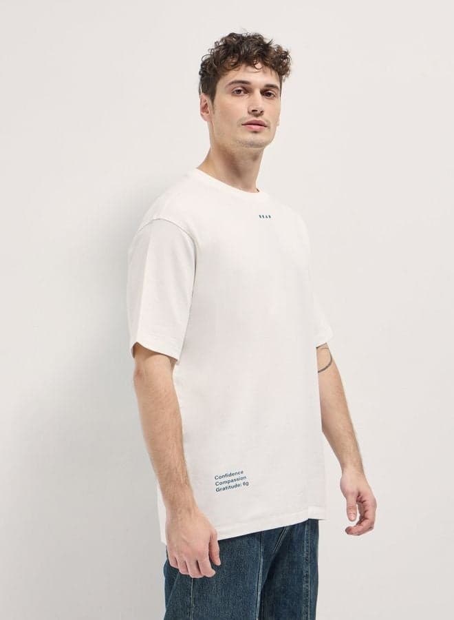 Men’s White 3D Graphic Oversize Crew Neck T-Shirt - Image 1