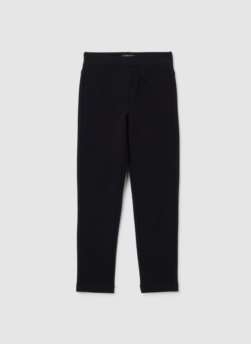 Girls Black Cotton Leggings Regular Fit Everyday Essential - Image 1