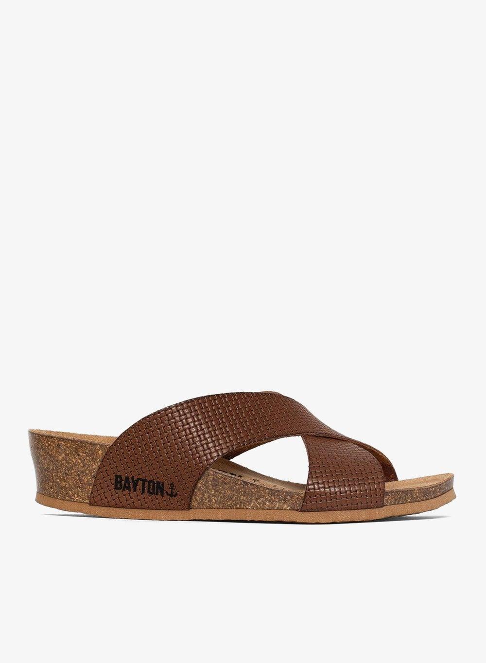 Marta Textured Leather Wedge Sandals - Image 1