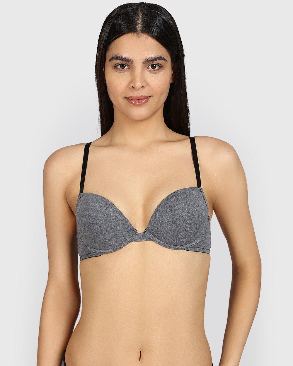 La Senza Remix Plunge Pushup Heather Bra Black - Image 1