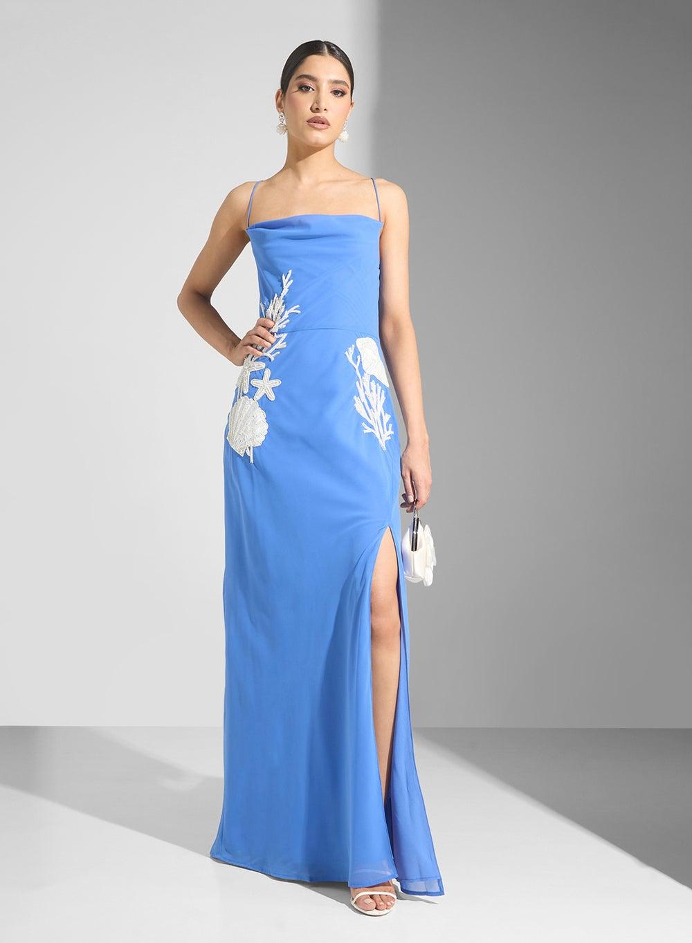 Blaire Embroidered Chiffon Maxi Dress Hi/8993 - Image 1