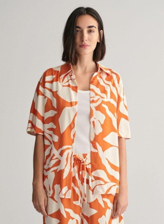 Gant Palm Print Relaxed Fit Short Sleeve Shirt - Image 1